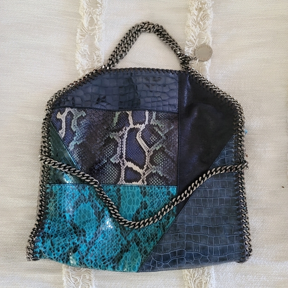 Stella McCartney Handbags - Stella McCartney Three Chain Faux Python Falabella Tote in Blue Tones, GUC